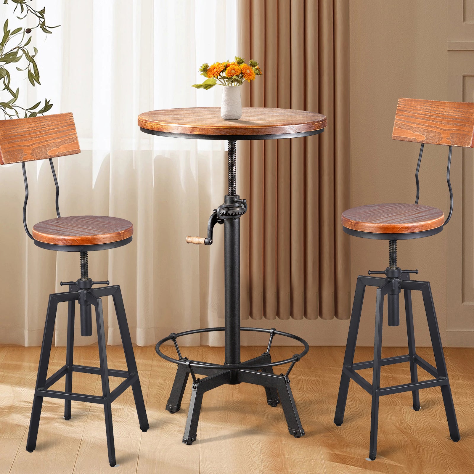 Breakfast Bar Stools Bar Style Dining Table Set Piece Industrial