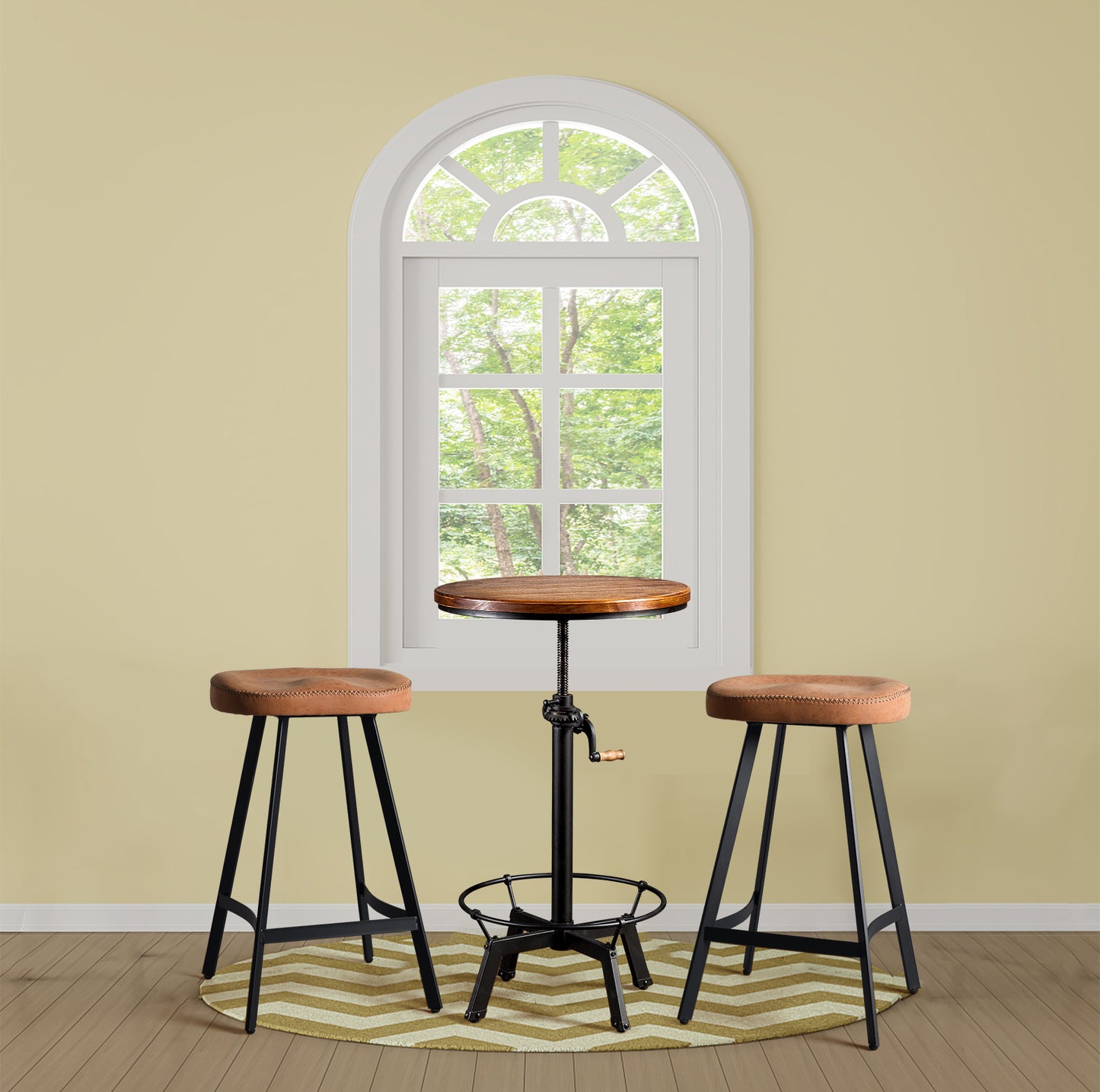 Saddle Bar Stools Soft PU Leather Seat-Set of 2 Breakfast Stools 26.77 Inch Tall Farmhouse Kitchen Counter Barstools-Industrial Dining Cafe Stools-Black Metal,Heavy Duty