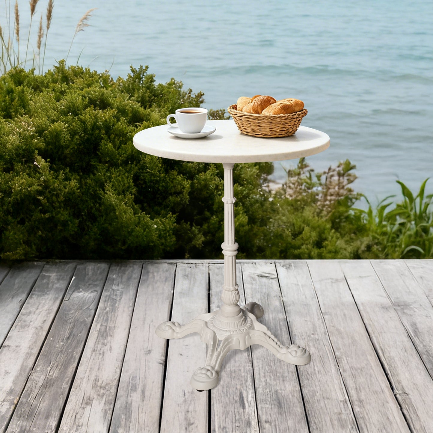 H27.95 Cast Iron Table Base with 4 tiger claw feet, Table Leg White