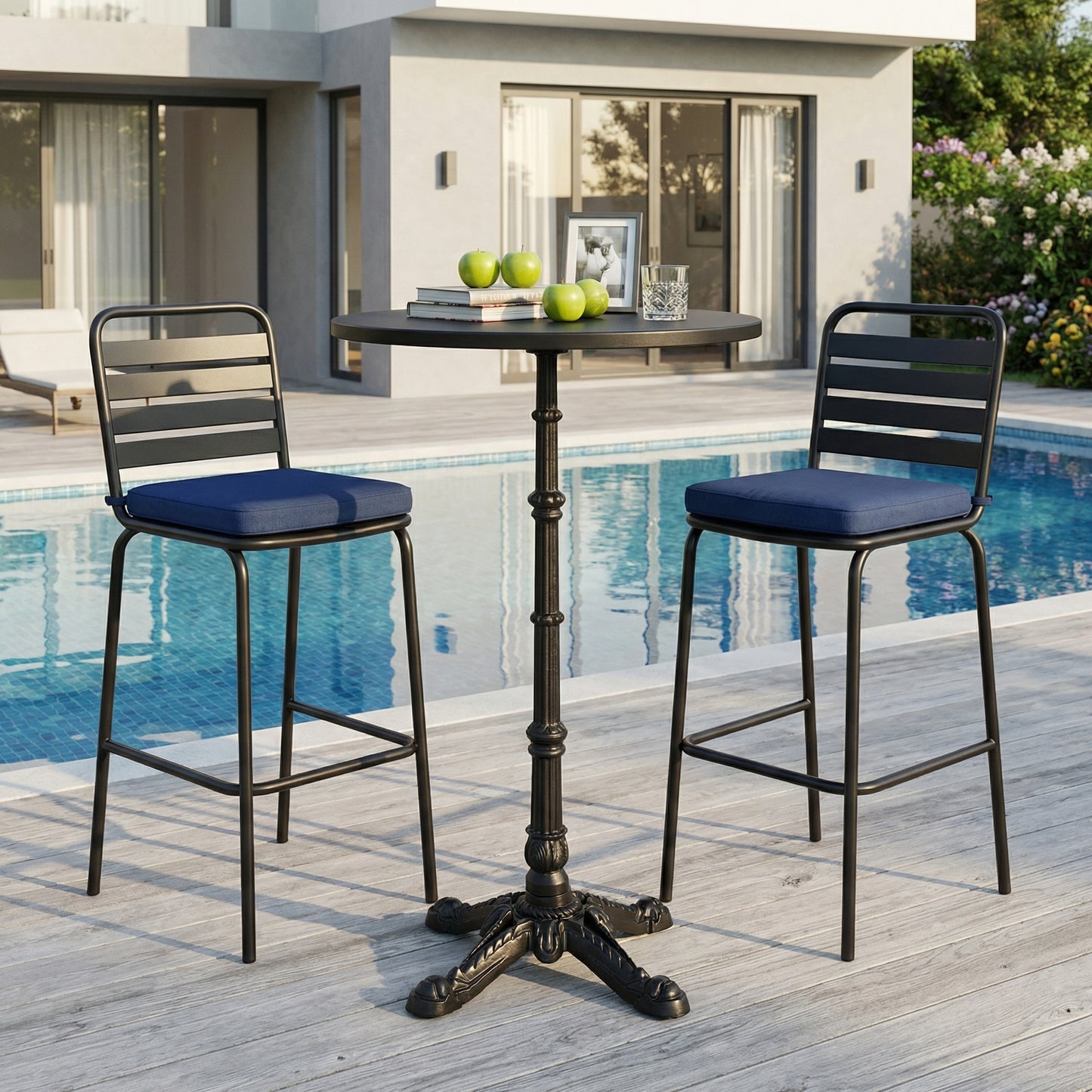 41.3" Height Cast Iron Table Base, Vintage Ornate 4-Feet Bar Height Table Leg with 9.84" Square Top Plate, 20.5" Wide Base, Black Powder Coated Table Stand for Indoor Outdoor Bistro, Patio, Restaurant