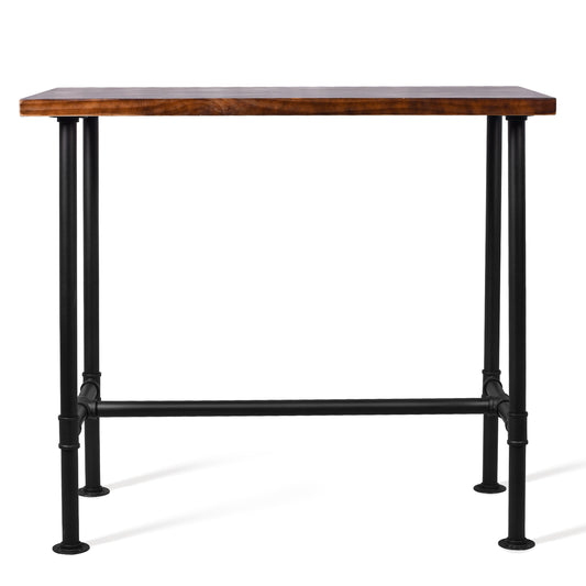 Industrial 41.3inch Height Bar Table Vintage Pipe Design Bistro Table Rustic Kitchen Dining Breakfast Desk Farmhouse Office Computer Desk Wooden Top Pub Coffee Table