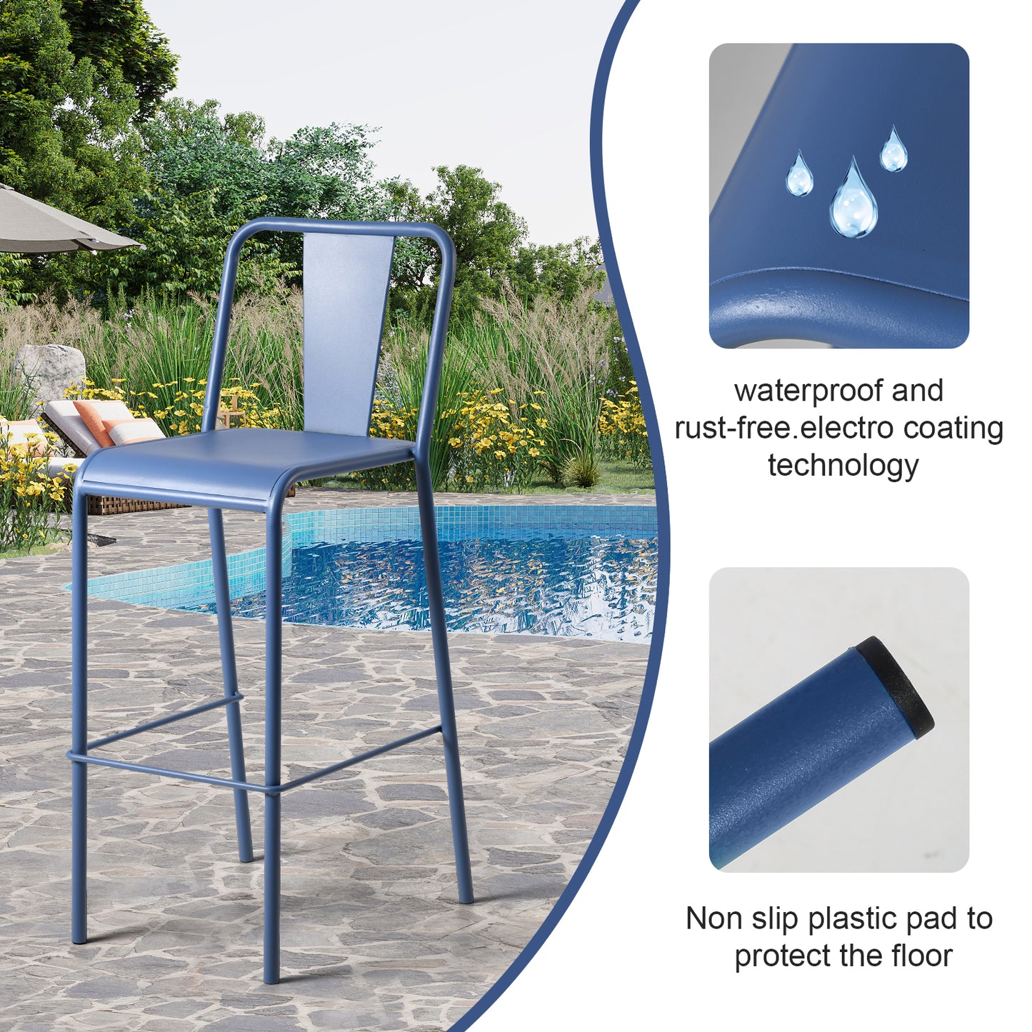 Set of 3,1Modern Patio Table with 2High Patio Chairs for Outdoor Indoor Retro Bar Table Set for Home Kitchen Industrial Metal Coffee Table Set with Chair