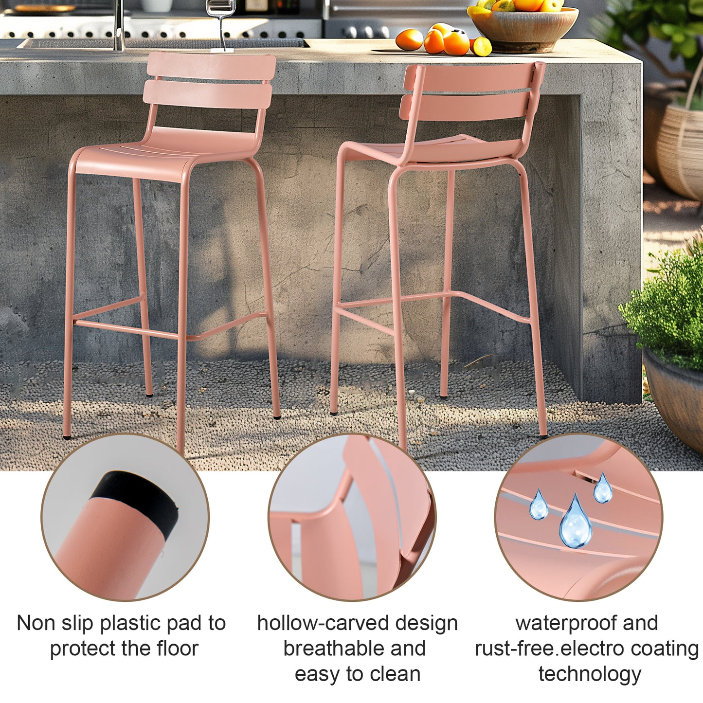 Set of 2,Modern Patio Table with High Patio Chairs for Outdoor Indoor Retro Bar Table Set for Home Kitchen Industrial Metal Coffee Table Set with Chair