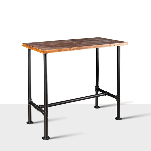 Industrial 41.3inch Height Bar Table Vintage Pipe Design Bistro Table Rustic Kitchen Dining Breakfast Desk Farmhouse Office Computer Desk Wooden Top Pub Coffee Table(Desktop:43.3"*19.7")