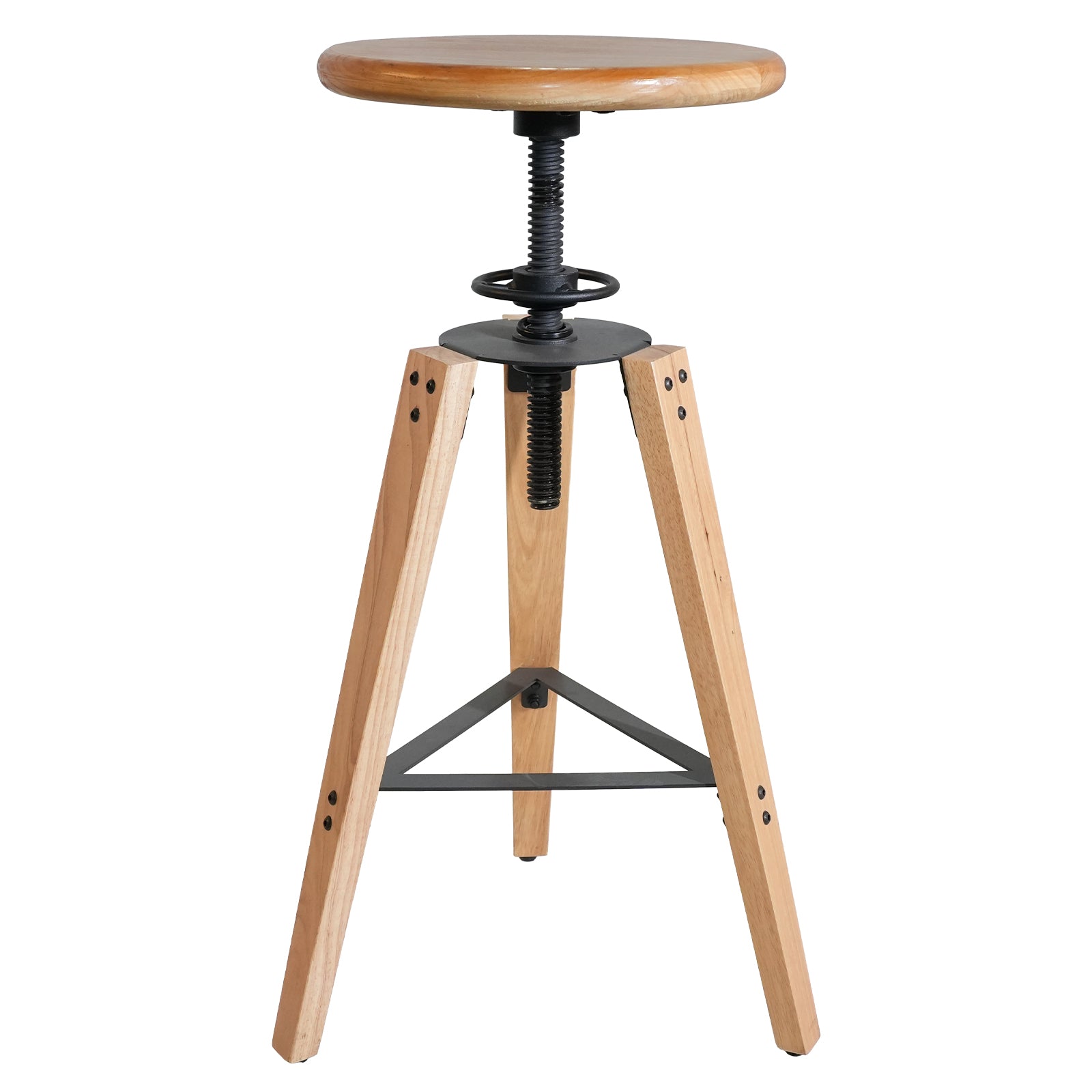 Adjustable Height Swivel Bar Stool Industrial Rustic Style