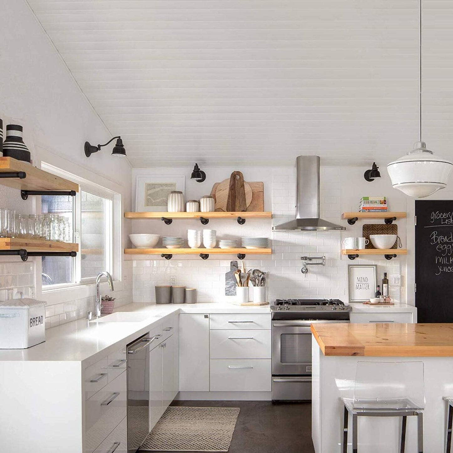 20" Industrial Pipe Shelves,Wall Mounted Metal Pipe Wood Shelf, Rustic Wall Shelf with Towel Bar,Towel Racks for Bathroom,Rustic Pipe Ladder Bookshelf Bookcase,DIY Open Pipe Shelving(1 Tier)