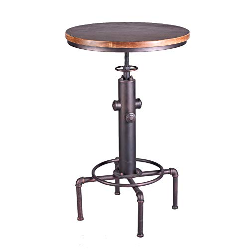 Industrial Bar Table 31.5-41.3" Adjustable Pub Table Kitchen Dining Coffee Bistro Table