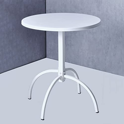 Round Pub Table 23.6" Modern Style Metal Bar Table Cafe & Break Room Restaurant Bistro Table,Easy Assembly, Metal Frame Round Table-White