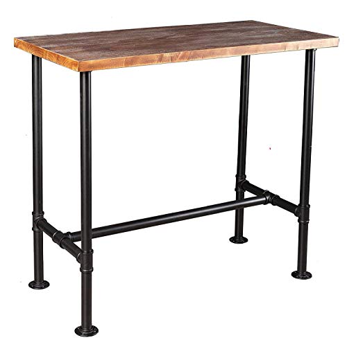 DIY Industrial Design Pipe Dining Table Casual Pub BAR Laptop Table Modern Studio Wood and Metal Rectangular Dining Table homeoffice Desk Breakfast high bar Table (41.3H)