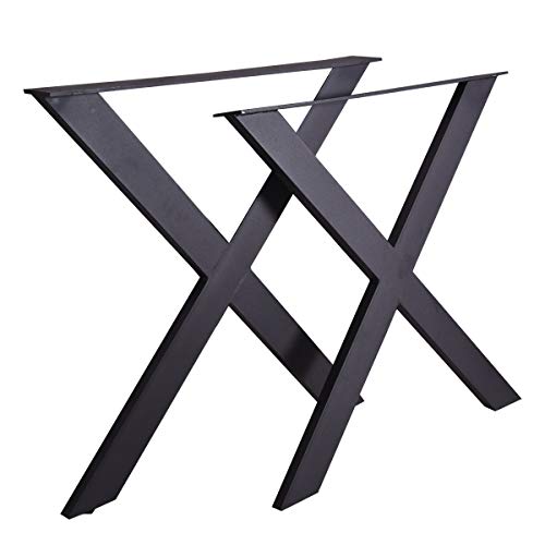 Industrial Dining Table Legs Black Cast Iron Coffee Table Legs X-Shaped Table Leg DIY Computer Desk Legs (28''Hx29.5''W) 2PCS