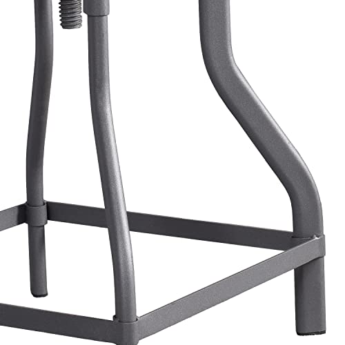 Industrial Vintage Rustic Bar Stool, Kitchen Counter Height Adjustable, Metal Stool, Swivel Stool, Silver Gray, Fully Welded Set of 2
