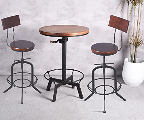 3 Piece Bar Table Set Industrial Breakfast Bar Table Sets Kitchen Bar Height Table with Stools Set of 2,39.4" Pub Height Table with 2 Stool Kitchen Table Set,