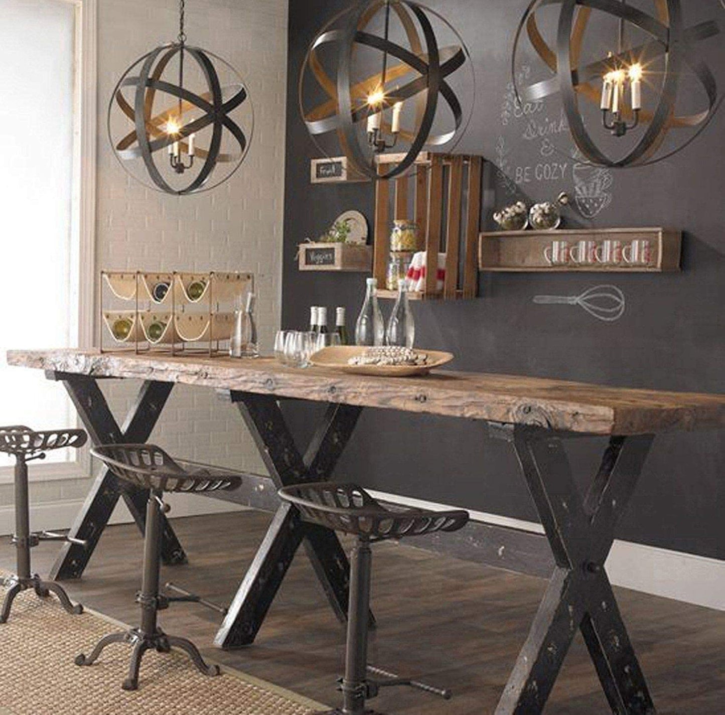 Industrial Bar Stool-Swivel Tractor Seat-Kitchen Dining Counter Chair-Extra Pub Height- Adjustable 24.8-31"-Iron Cast Design