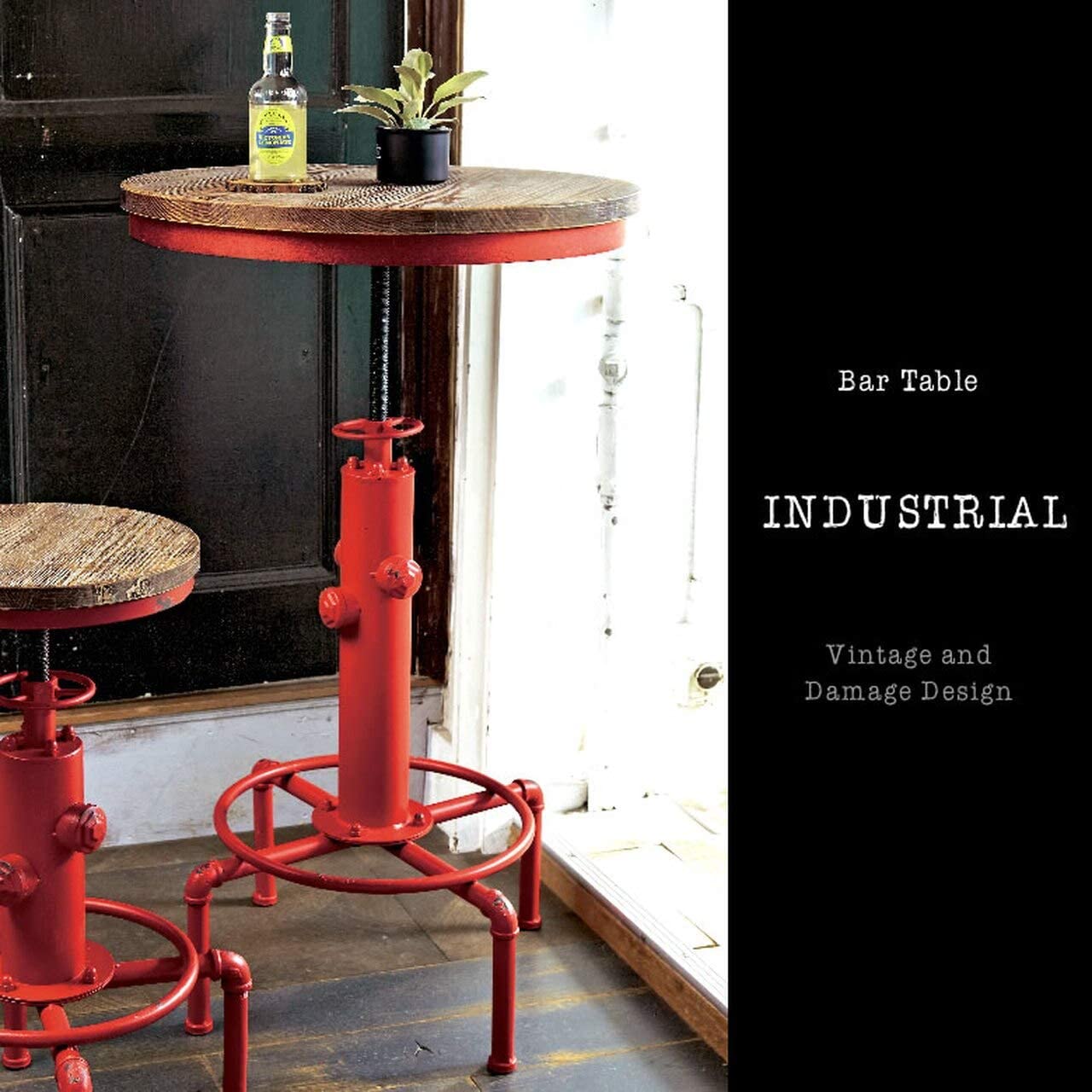 Industrial Bar Table 31.5-41.3" Adjustable Pub Table Kitchen Dining Coffee Bistro Table