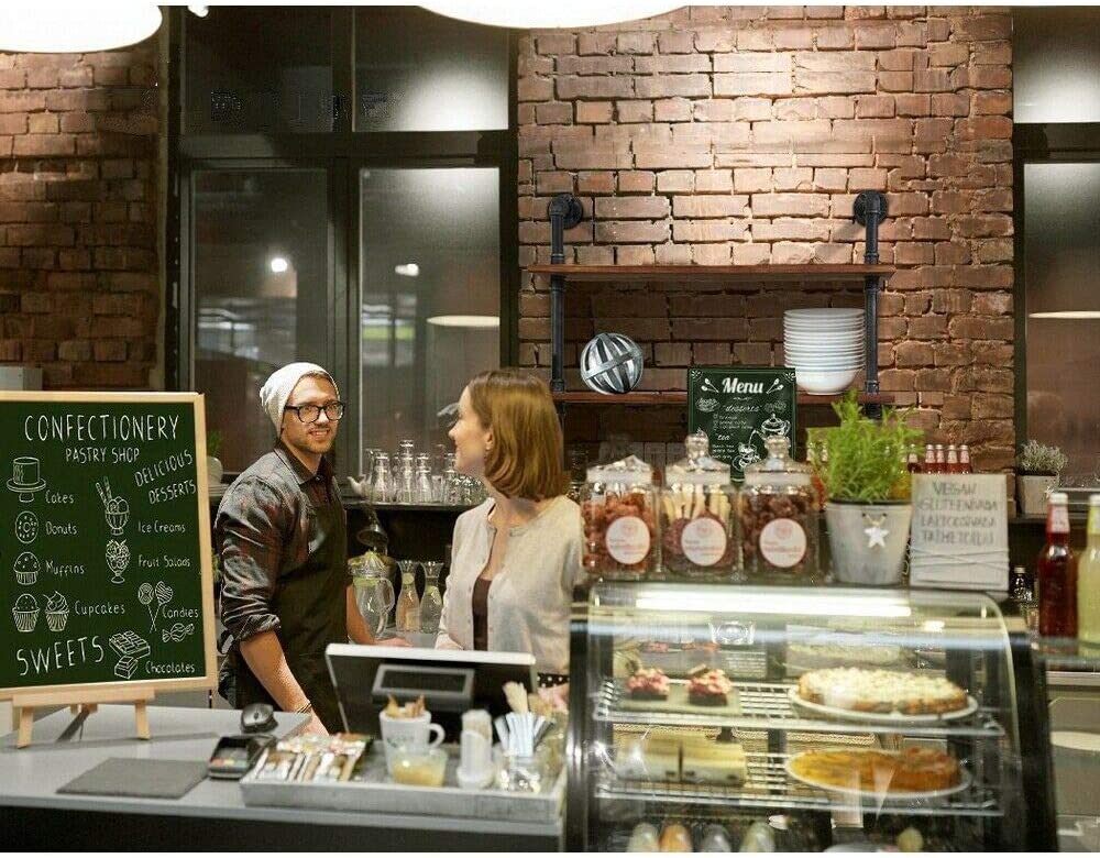 Industrial Pipe Shelves Rustic Modern Wood Ladder Bookcase with Metal Frame,Pipe Wall Shelf,Wood Storage,Home Decor,Display Shelving,Retro Floating Wood Shelving,6 Layer Bookshelf