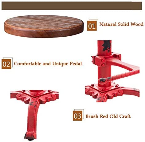 Industrial Retro Vintage Farm Wooden Tractor Stool Kitchen Swivel Height Adjustable bar Stool