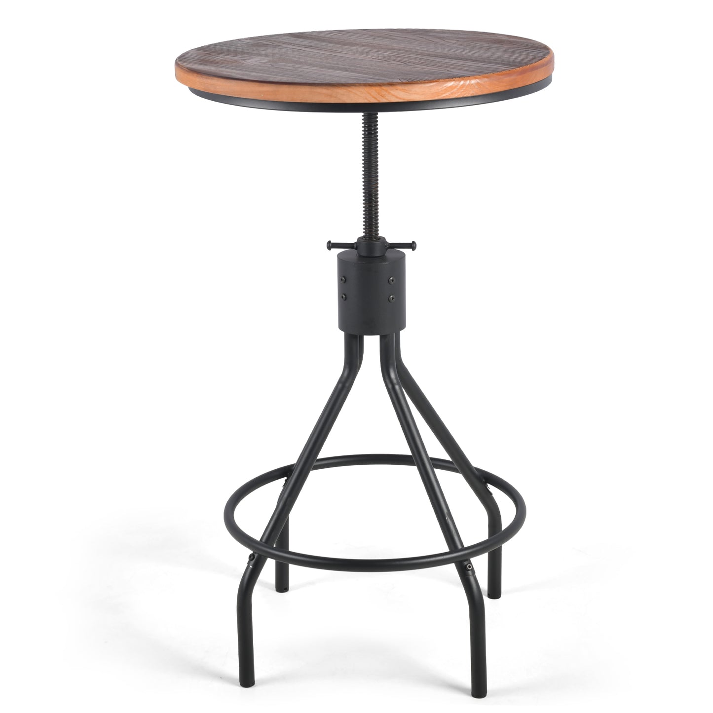 Industrial Bar Table 30.31-36.22inch Height Adjustable Swivel Wooden Top Vintage Breakfast Dining Table Farmhouse Cocktail Bistro Pub Table