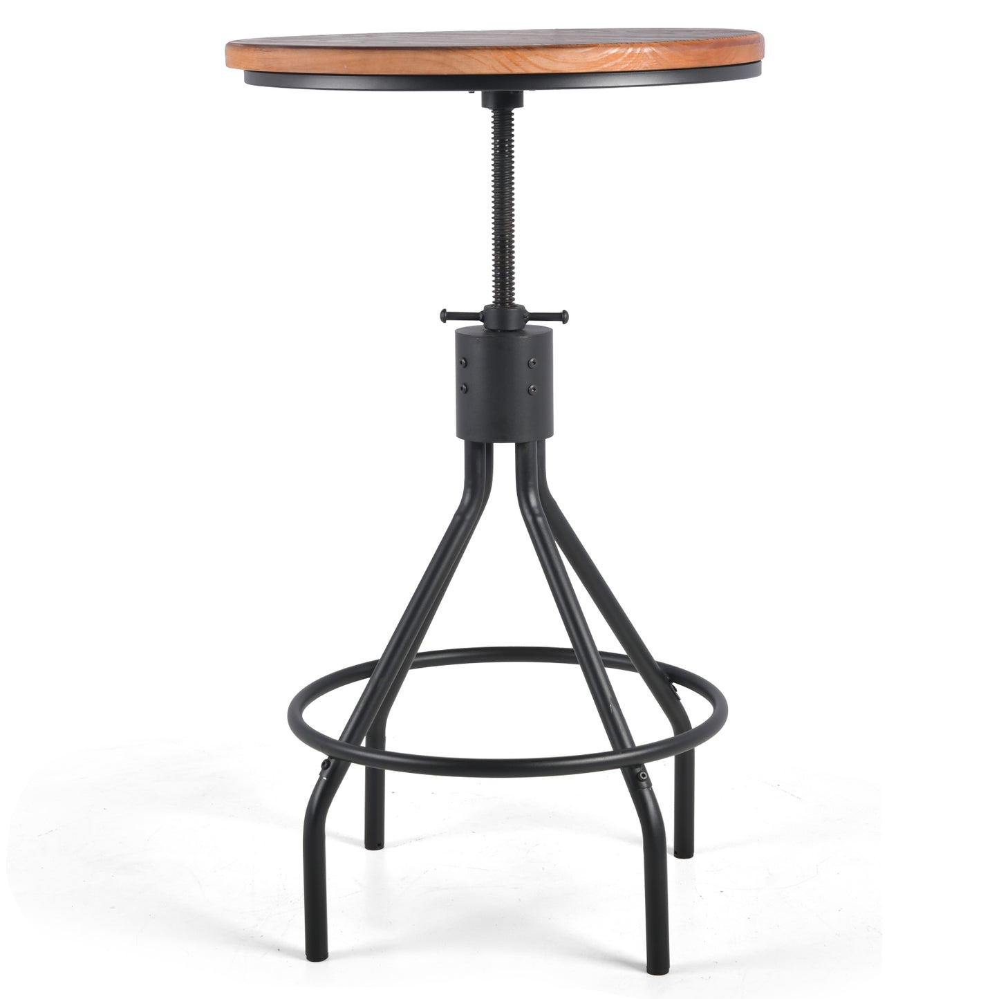 Industrial Bar Table 30.31-36.22inch Height Adjustable Swivel Wooden Top Vintage Breakfast Dining Table Farmhouse Cocktail Bistro Pub Table