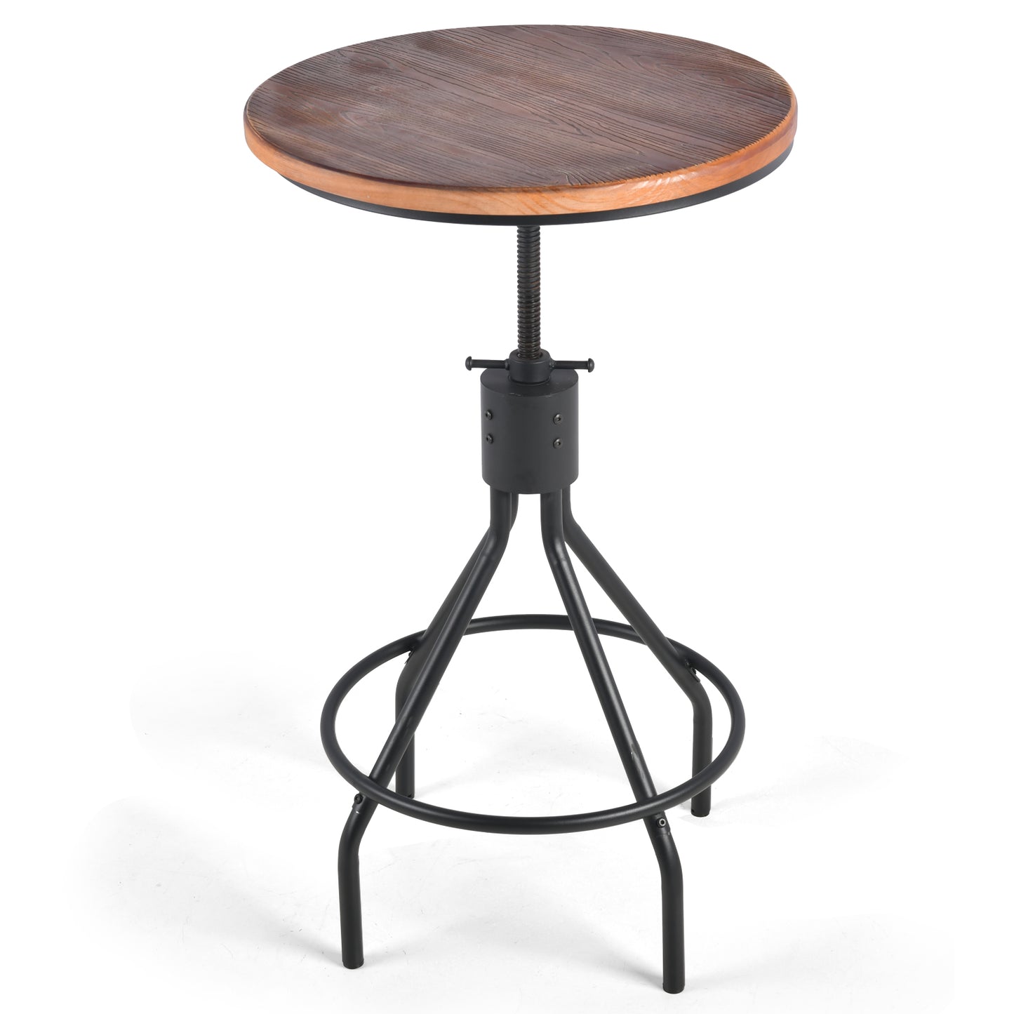 Industrial Bar Table 30.31-36.22inch Height Adjustable Swivel Wooden Top Vintage Breakfast Dining Table Farmhouse Cocktail Bistro Pub Table