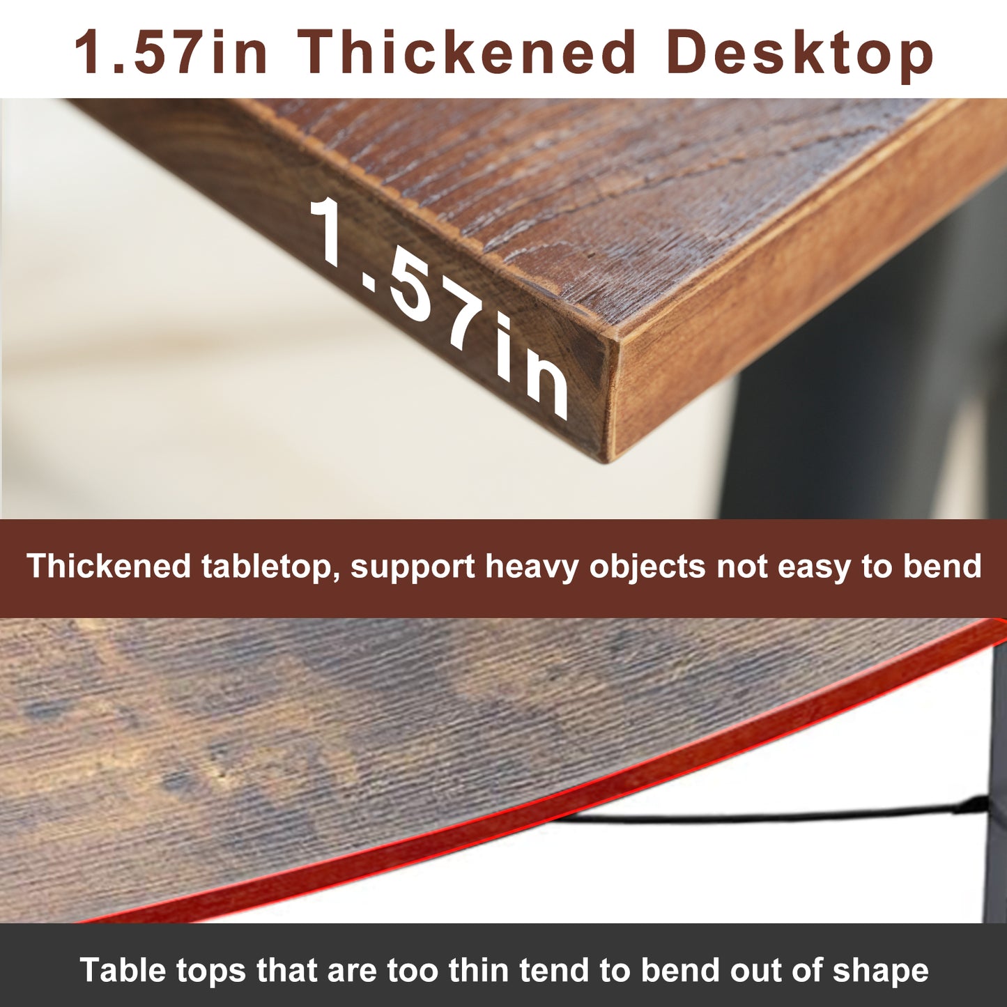 Industrial A-Shaped Table Leg Bar Table Rustic Kitchen Dining Breakfast Desk Farmhouse Office Computer Desk Wooden Top Pub Coffee Table