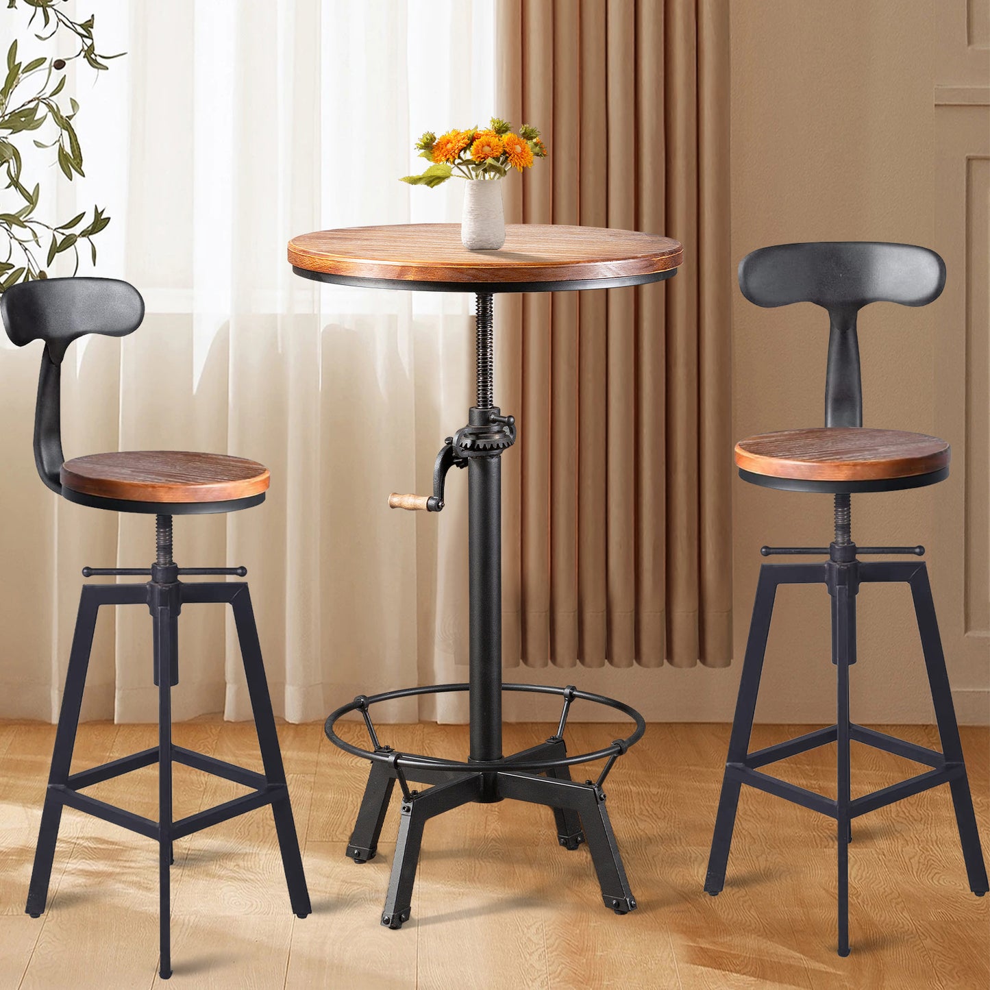 Bistro Table High Kitchen Table With Bar Stools 3-Piece Counter