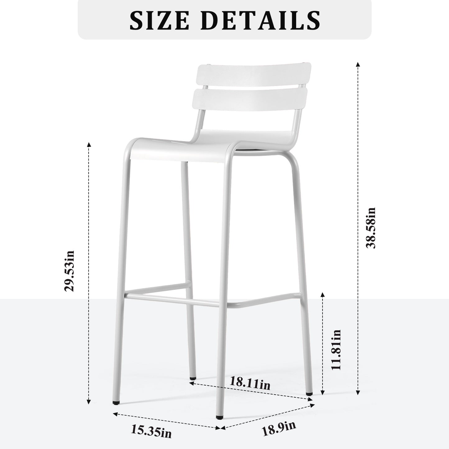SET OF 2 ,Metal Bar Stools with Backrest Extra Tall Patio Chairs Modern Cafe Chair for Outdoor Indoor Kitchen Dining Stool 29.53inch Seat Height