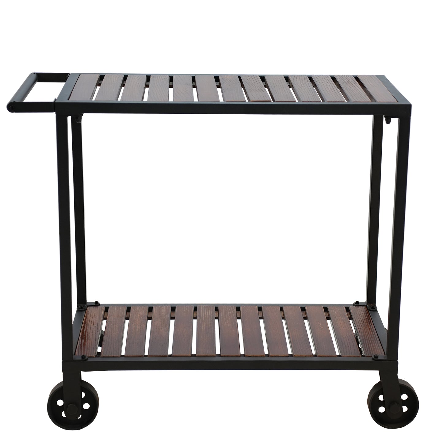 Vintage Rolling Bar Cart on Wheels Industrial Mobile Serving Cart Metal and Wood Design for Kitchen Bar Office Coffee House 35.52" Lx15.75"Wx31.73"H 2 Tier with 1 Side Handle