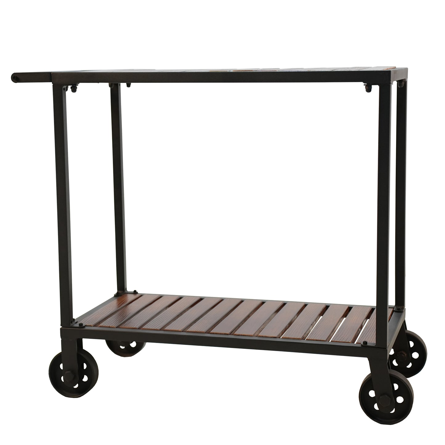 Vintage Rolling Bar Cart on Wheels Industrial Mobile Serving Cart Metal and Wood Design for Kitchen Bar Office Coffee House 35.52" Lx15.75"Wx31.73"H 2 Tier with 1 Side Handle