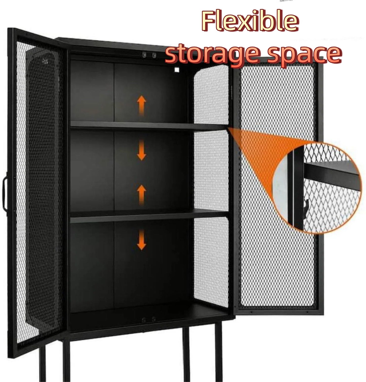 Industrial style storage cabinet  home kitchen storage cabinet against the wall retro tin cabinet living room iron dining cabinet(Black)