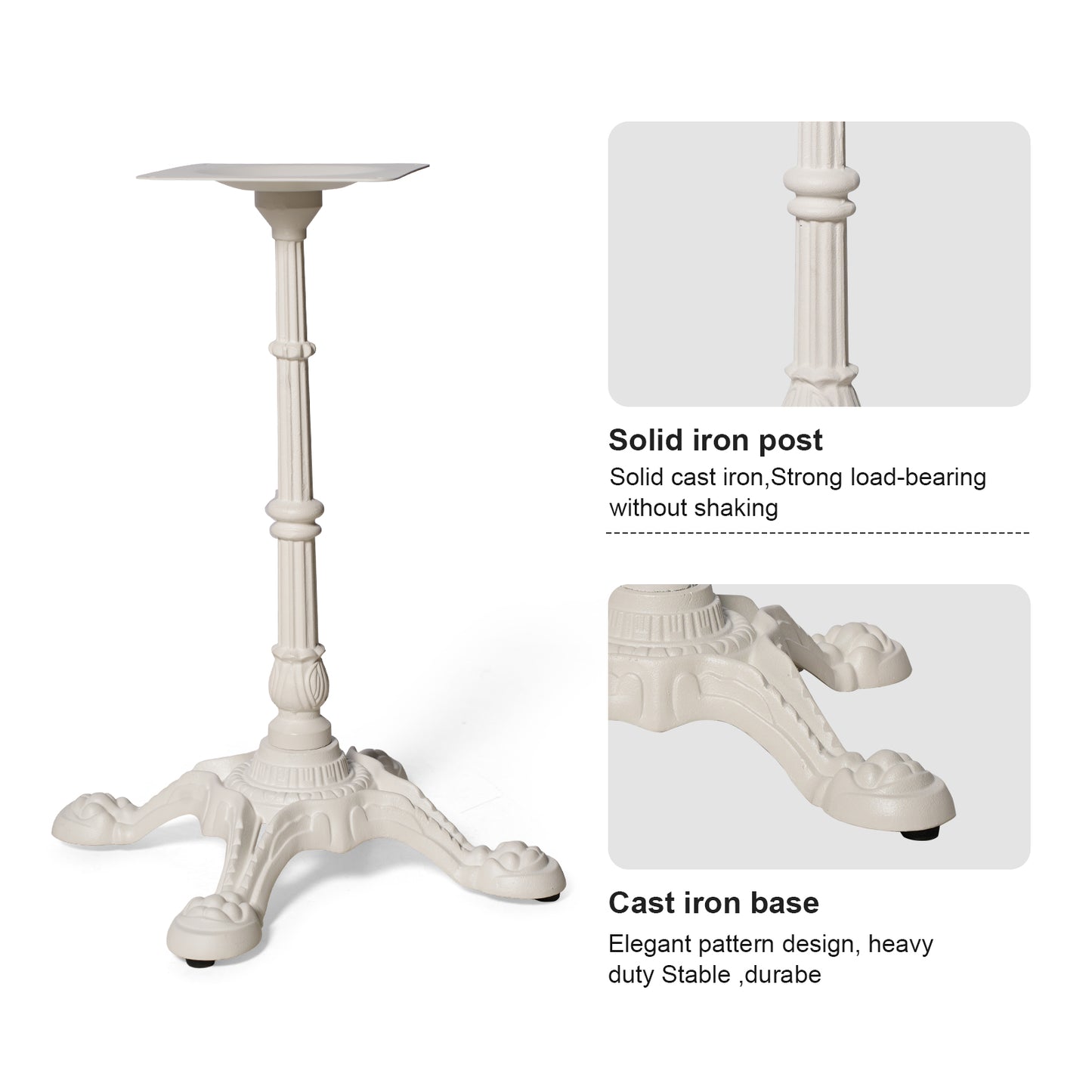 H27.95 Cast Iron Table Base with 4 tiger claw feet, Table Leg White
