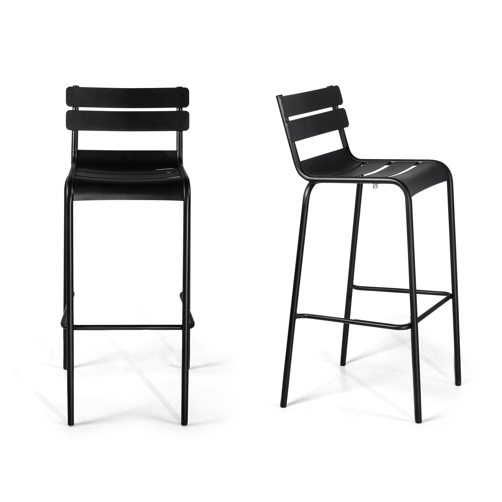 SET OF 2 Metal Bar Stools with Backrest Extra Tall Patio Chairs Moder TOPOWERLIVING
