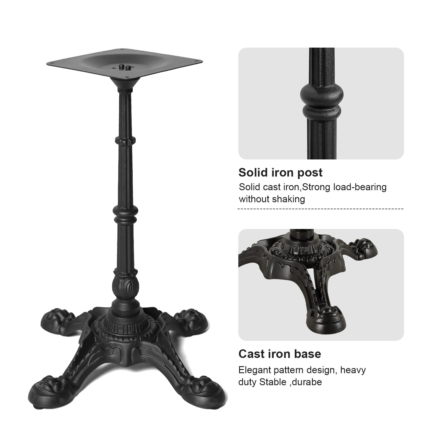 H27.95 Cast Iron Table Base with 4 tiger claw feet, Table Leg Black