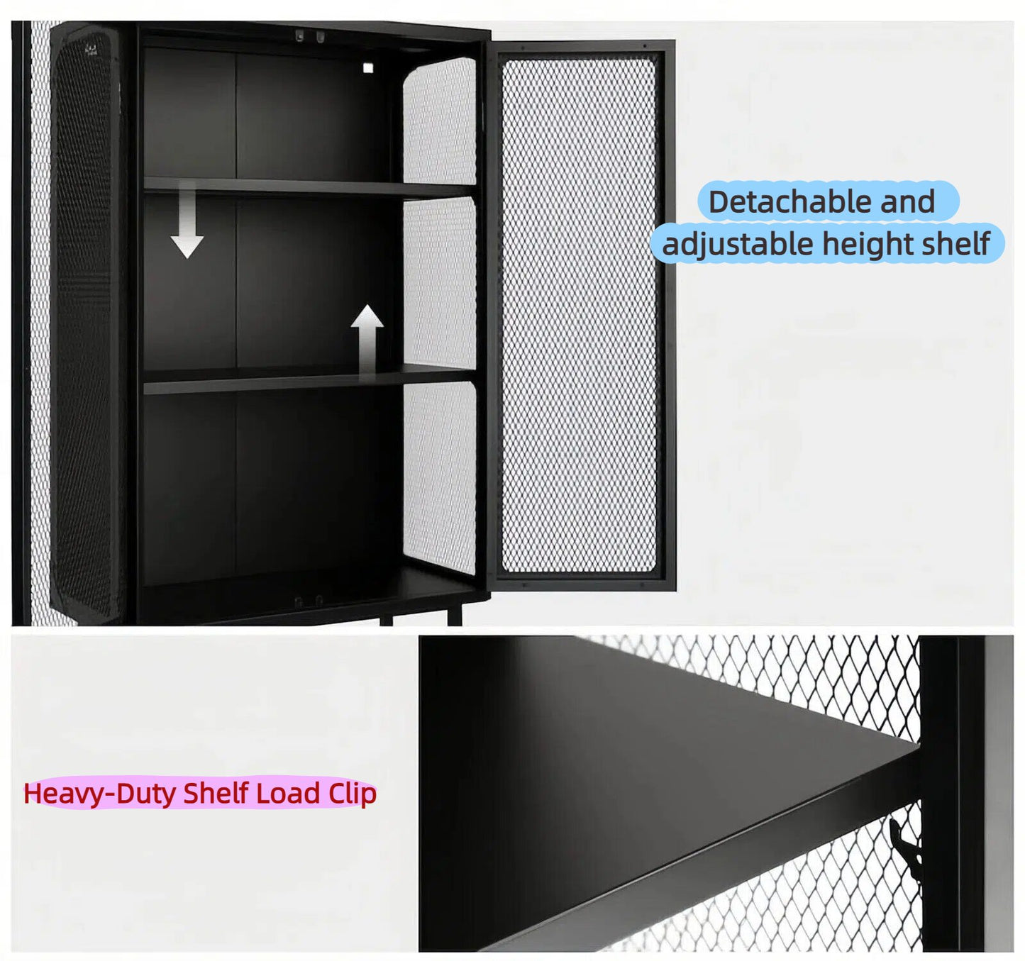 Industrial style storage cabinet  home kitchen storage cabinet against the wall retro tin cabinet living room iron dining cabinet(Black)