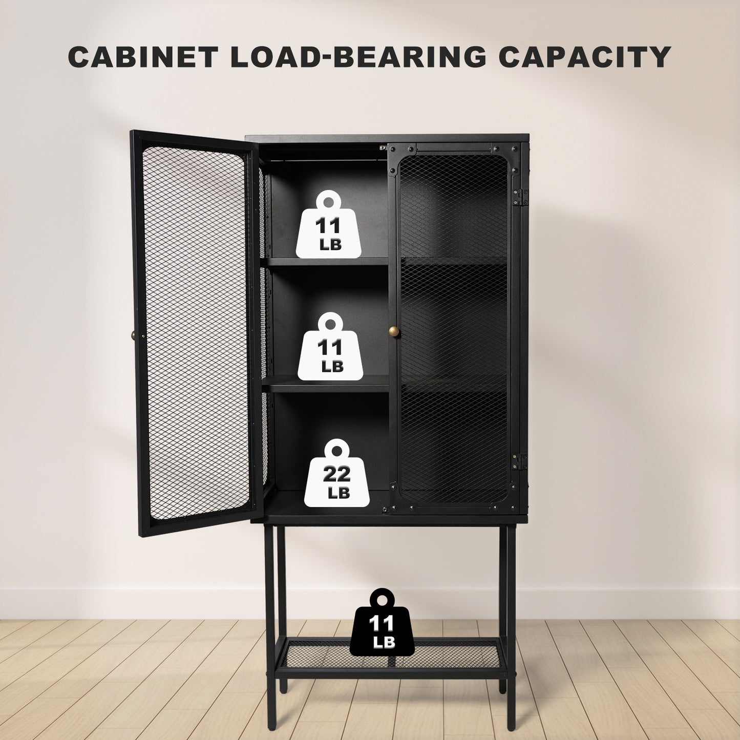 Industrial style storage cabinet  home kitchen storage cabinet against the wall retro tin cabinet living room iron dining cabinet(Black)