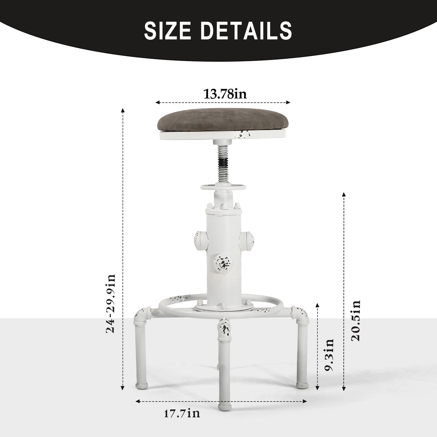 Set of 4,Antique Vintage Industrial Bar Stool PU Leather Water Pipe Fire Hydrant Design Cafe Coffee Industrial Bar Stool