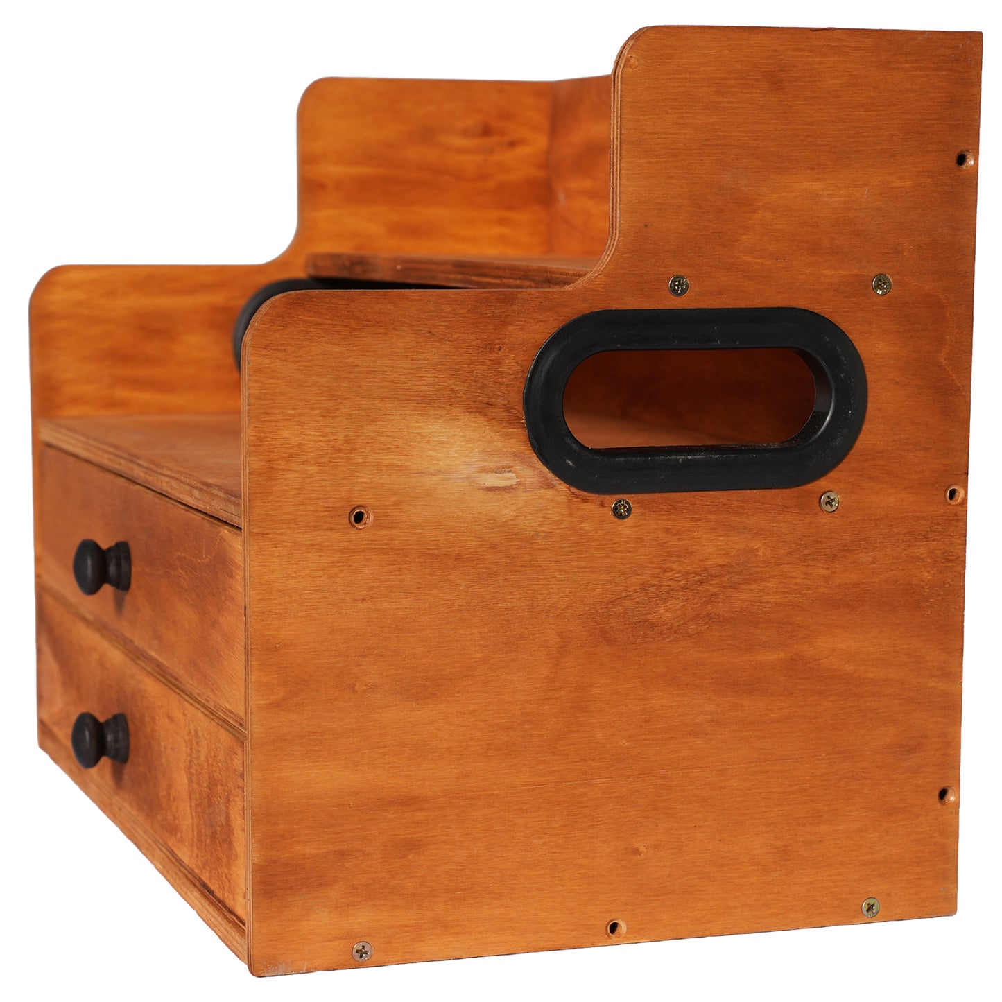 Rustic Wooden Coffee Station Organizer with 2 Drawers, 2-Tier Countertop Storage Rack for Coffee Bar, Syrups, K-Cups & Kitchen Essentials, 14.4" W x 8.8" D x 10.7" H