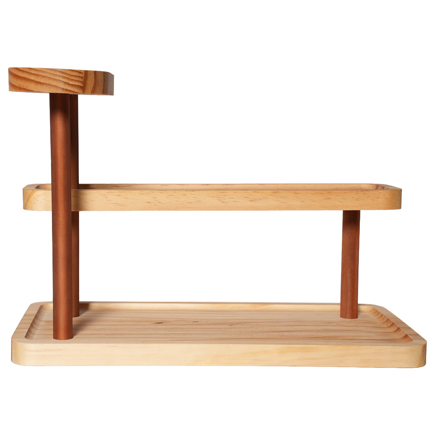 3-Tier Beech Wooden Countertop Organizer with Raised Edges, Freestanding Vanity Tray for Perfume, Skincare, Entryway Keys & Jewelry, 12.6" W x 6.3" D x 8.9" H