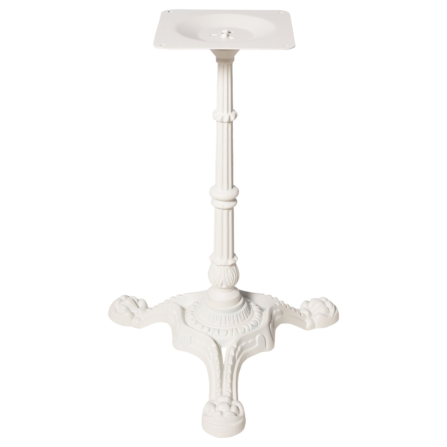 WHITE CAST IRON TABLE BASE, HEAVY DUTY TRIPOD TABLE STAND WITH ORNATE LEGS, 27.95" H, 200KG LOAD CAPACITY, FOR BISTRO BAR DINING TABLES