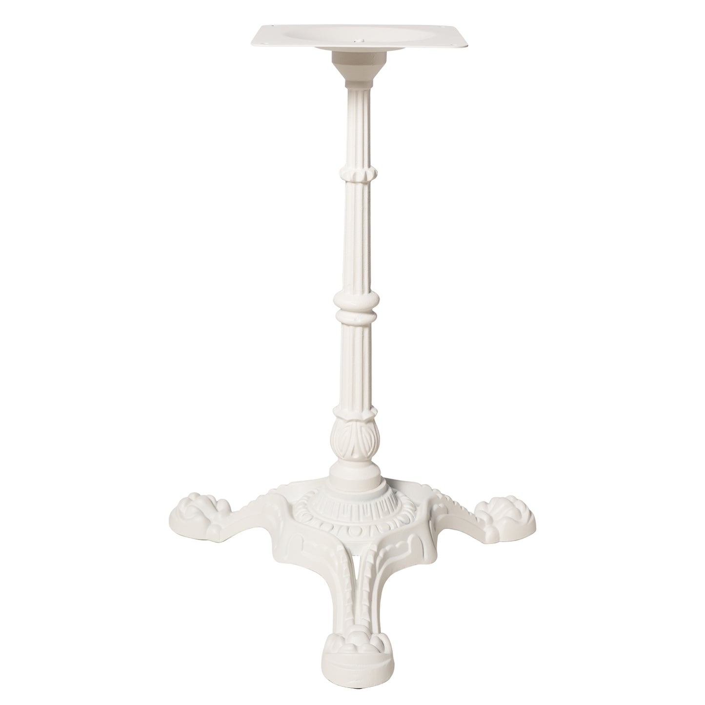 WHITE CAST IRON TABLE BASE, HEAVY DUTY TRIPOD TABLE STAND WITH ORNATE LEGS, 27.95" H, 200KG LOAD CAPACITY, FOR BISTRO BAR DINING TABLES