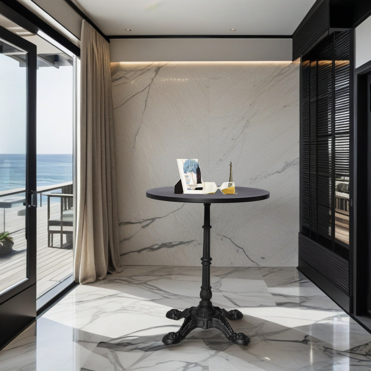 Pub Bar Table 23.62-Inch Round Top 27.95-Inch Height Modern Style Standing Circular Cocktail Table Suitable for Living Room,Restaurant Bistro Table(Metal table top)