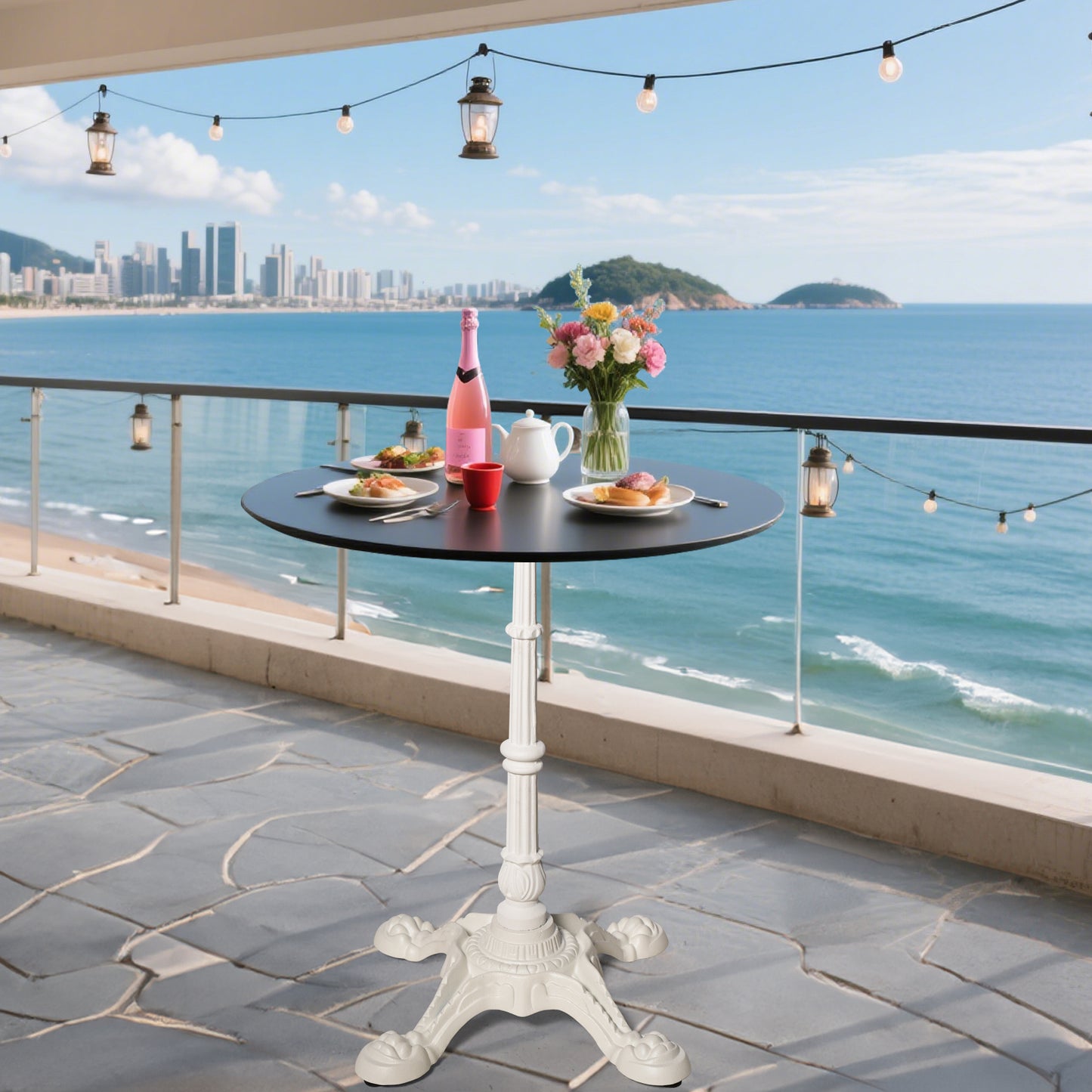 H27.95 Cast Iron Table Base with 4 tiger claw feet, Table Leg White