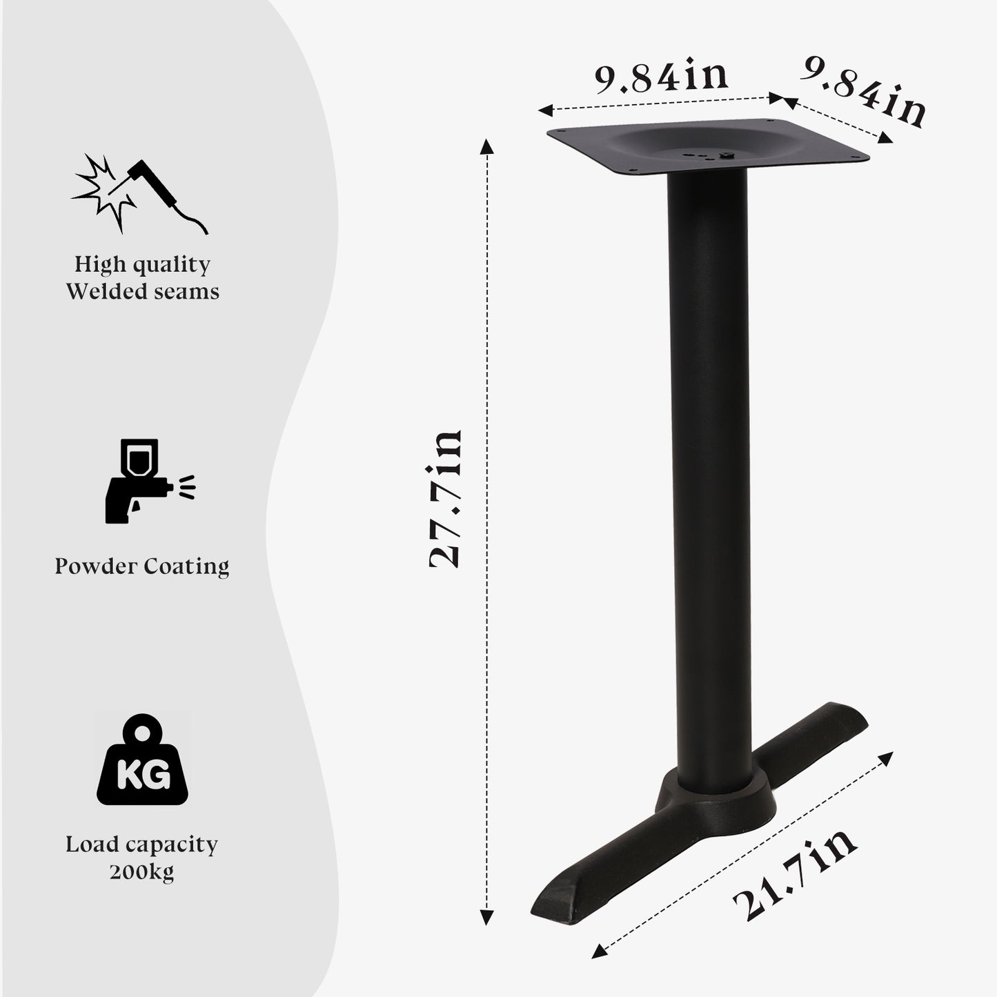 Set of 2,H27.7 Cast Iron Table Base with "I" type table feet , Table Leg Black