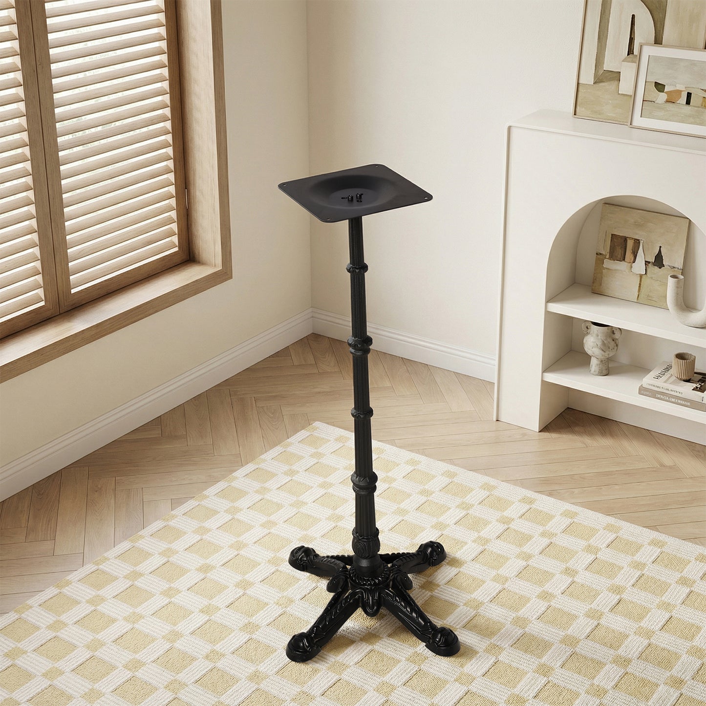 41.3" Height Cast Iron Table Base, Vintage Ornate 4-Feet Bar Height Table Leg with 9.84" Square Top Plate, 20.5" Wide Base, Black Powder Coated Table Stand for Indoor Outdoor Bistro, Patio, Restaurant