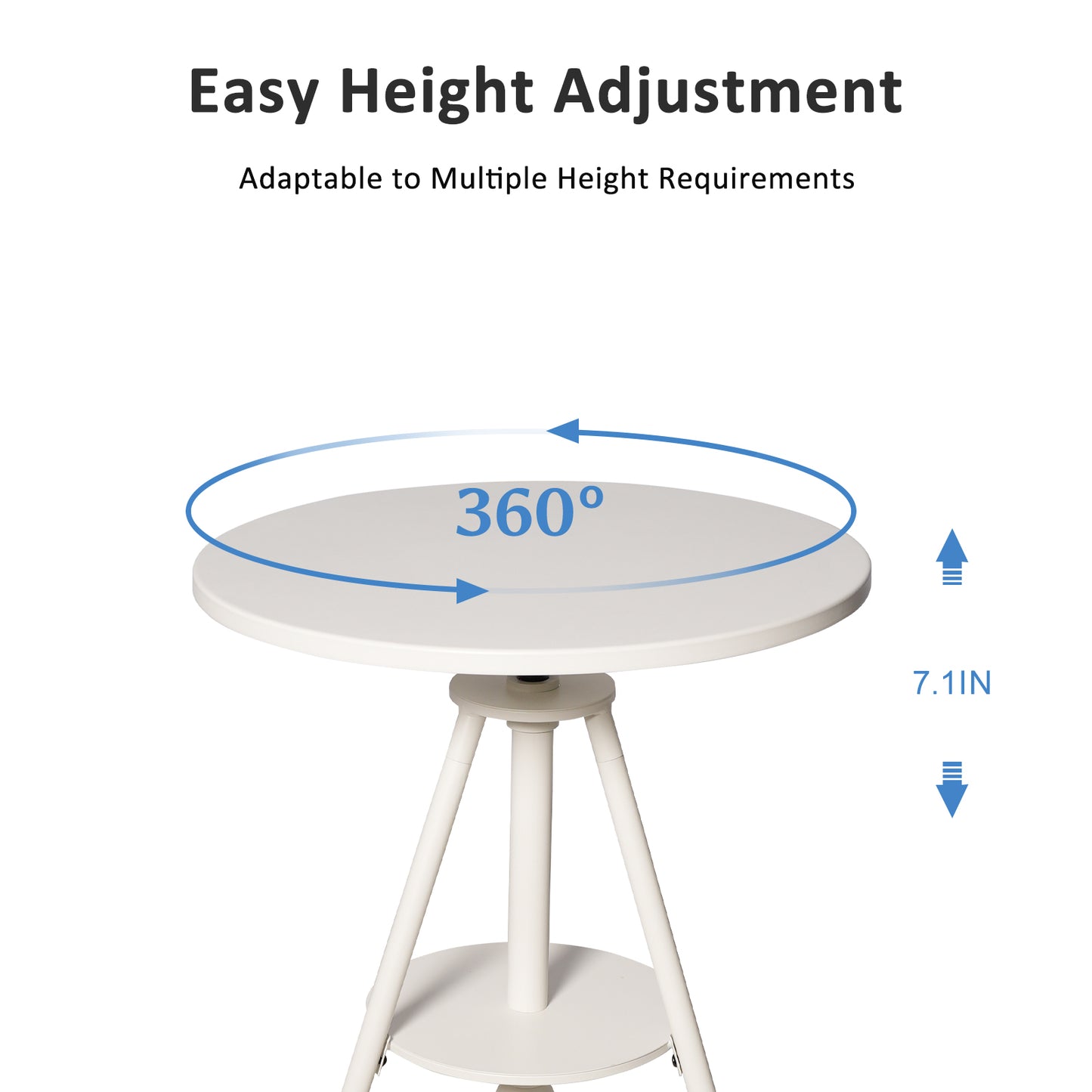 Industrial Bistro Table Vintage Cafe Table Farmhouse Round Dining Table for Kitchen Rustic Side Table Swivel Metal Top 32.28-39.37inch Height Adjustable
