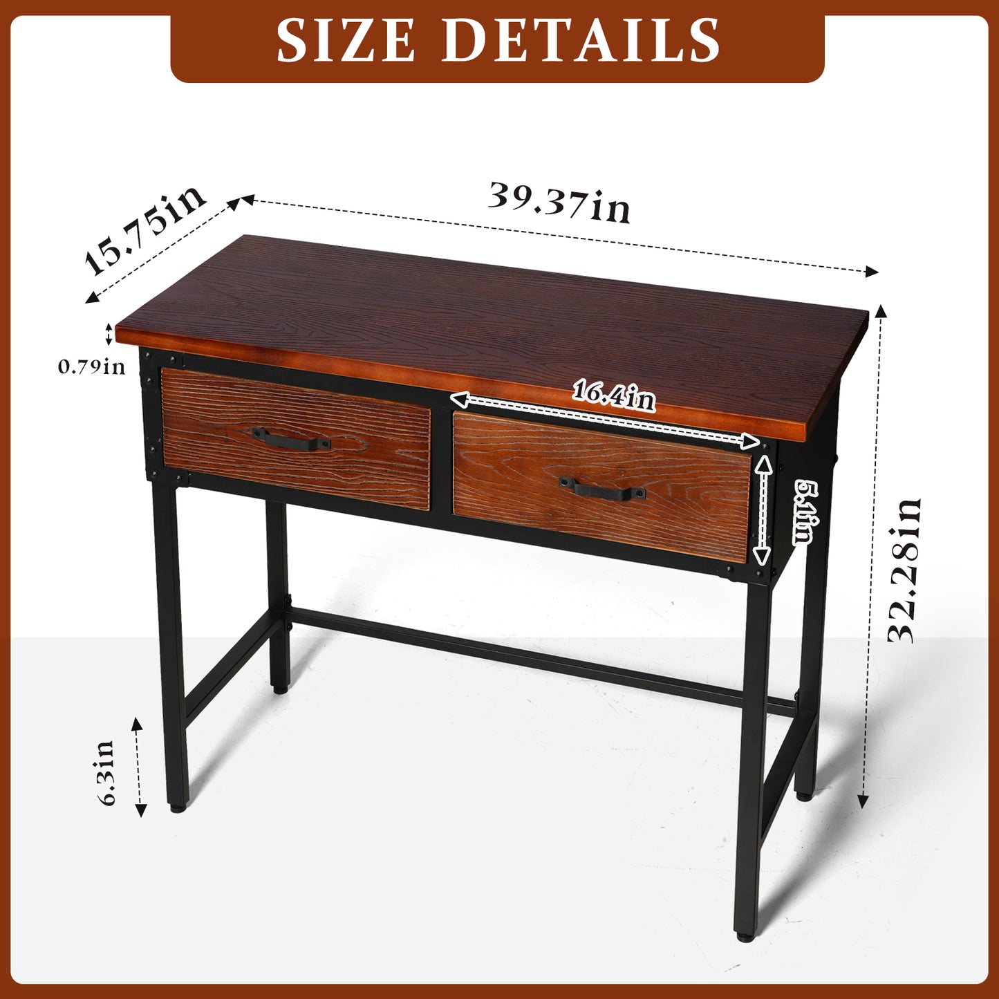 Set of 3，Entryway Table Set With 2 Bar Stool, 39.37'' Console Sofa Table with 2 Drawers, Industrial Entry Way Table ,  for Living Room, Hallway, Entrance, Foyer, Rustic Brown