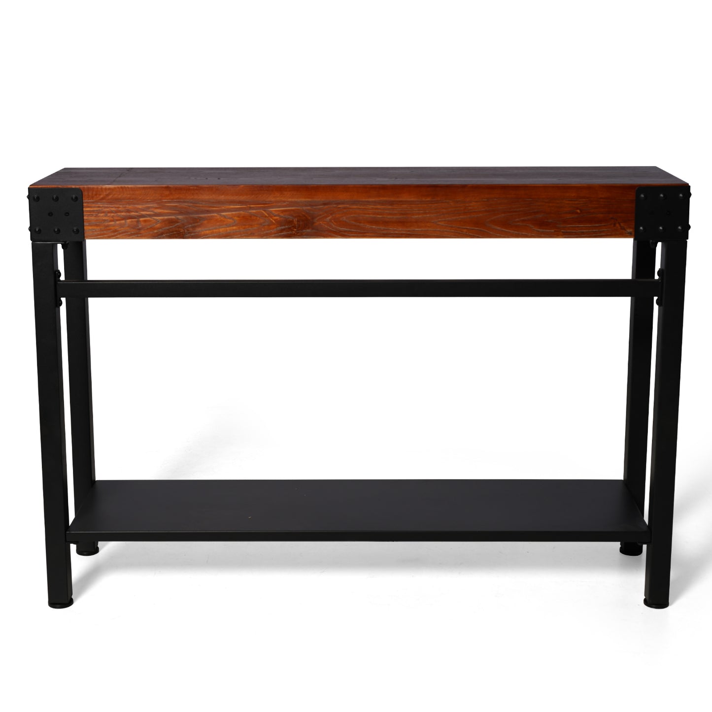 Console Table 47.24”, 2-Tier Industrial Entryway Table, Narrow Entrance Sofa Table with Shelves, Hallway, Living Room, Foyer, Corridor, Office, Rustic Brown and Black