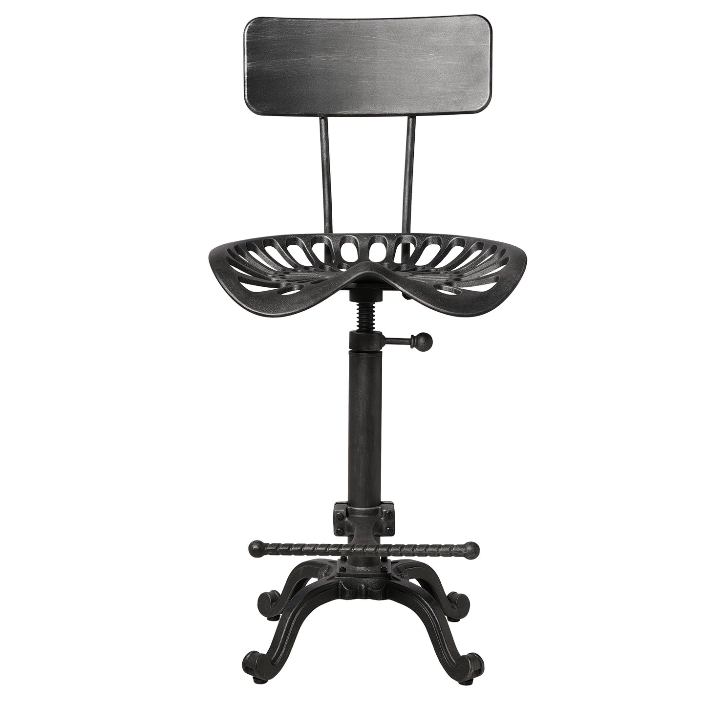 Industrial Design Metal Adjustable Height Backrest Chair Vintage Tractor Saddle Bar Stool (Rust, Style 2)