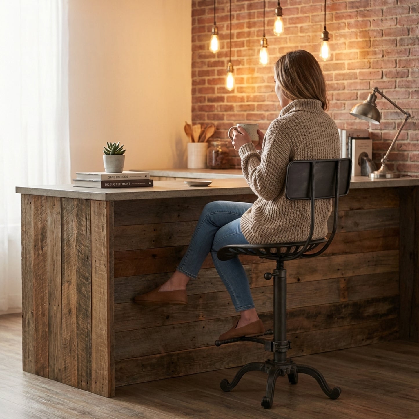 Industrial Design Metal Adjustable Height Backrest Chair Vintage Tractor Saddle Bar Stool (Rust, Style 2)