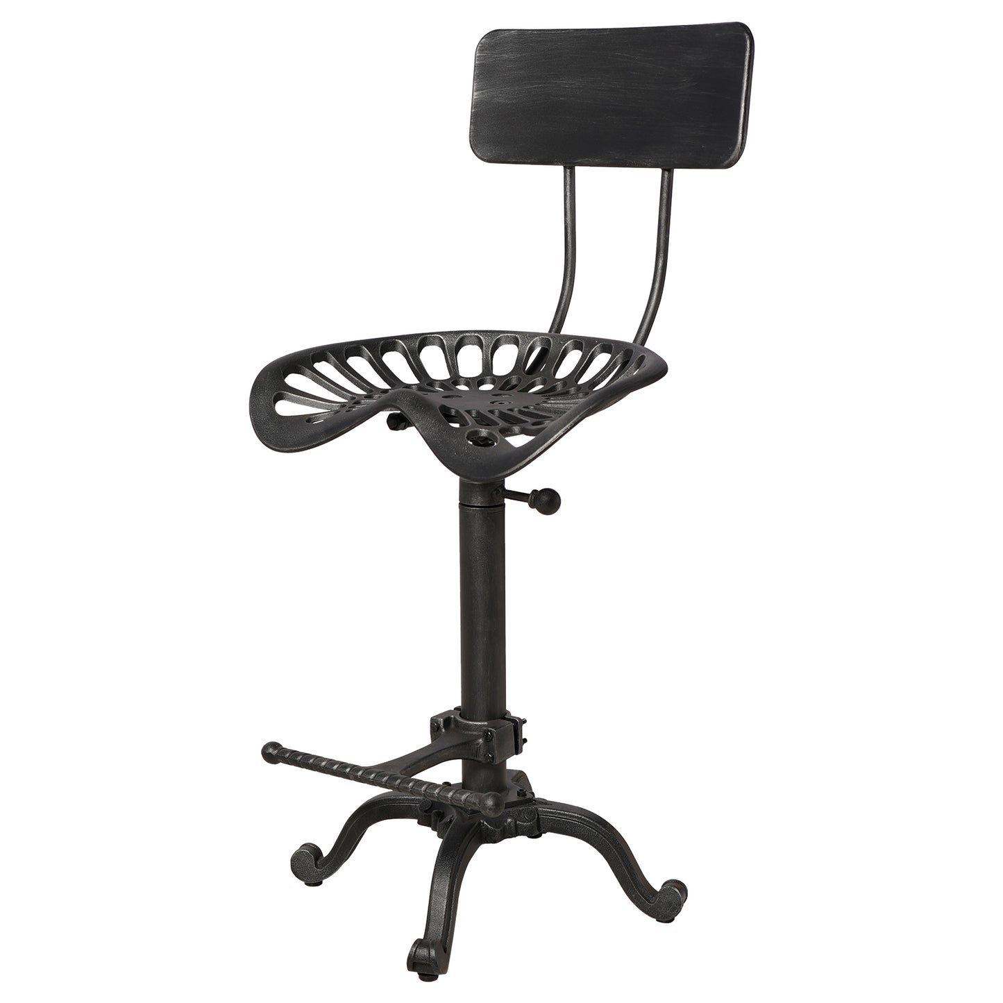 Industrial Design Metal Adjustable Height Backrest Chair Vintage Tractor Saddle Bar Stool (Rust, Style 2)