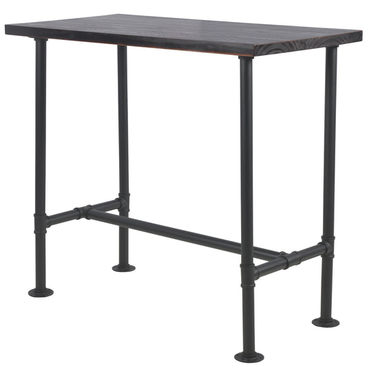 Industrial 41.3inch Height Bar Table Vintage Pipe Design Bistro Table Rustic Kitchen Dining Breakfast Desk Farmhouse Office Computer Desk Wooden Top Pub Coffee Table